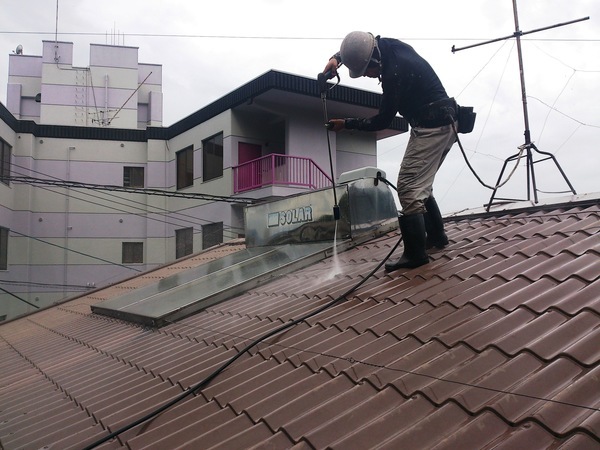 熊本龍田住宅塗装・屋根塗装前高圧洗浄工事