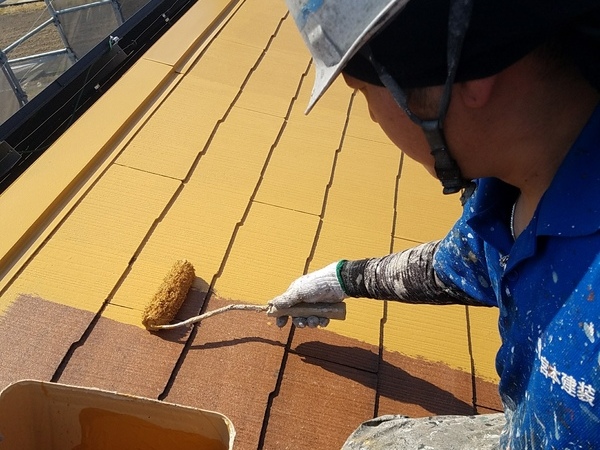 熊本八分字住宅・水性シリコン使用！コロニアル屋根塗装工事
