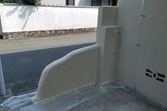 熊本住宅塀左官補修後ガラ合わせ塗装工事