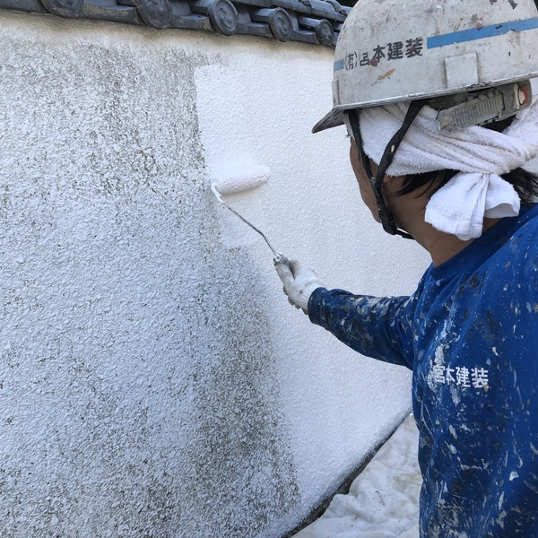 熊本県山鹿市鹿央町住宅塗装・塀・壁下塗り塗装工事