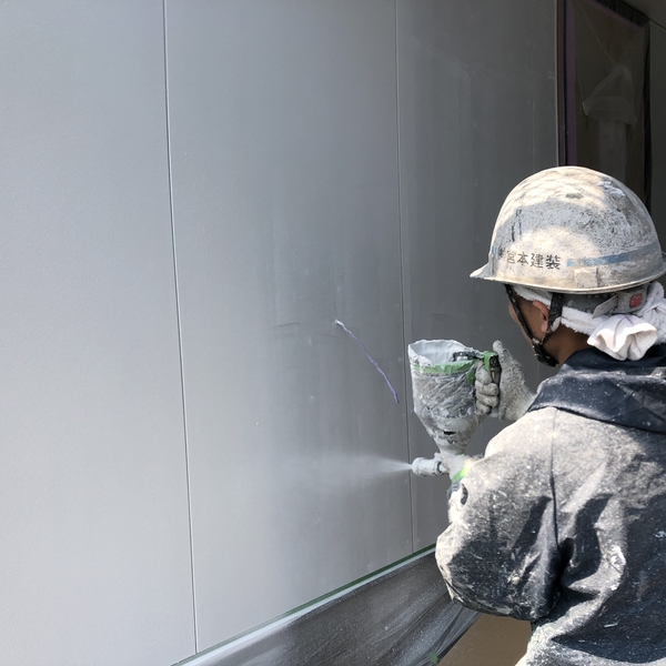熊本市北区京塚・外壁吹き付け塗装工事