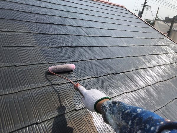 熊本市北区屋根塗装工事・屋根下塗り