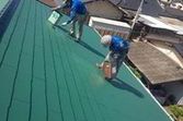 熊本県上益城郡　平屋大屋根ネフレッシユシリコンRC-142 フォレストグリーンにて屋根塗装工事