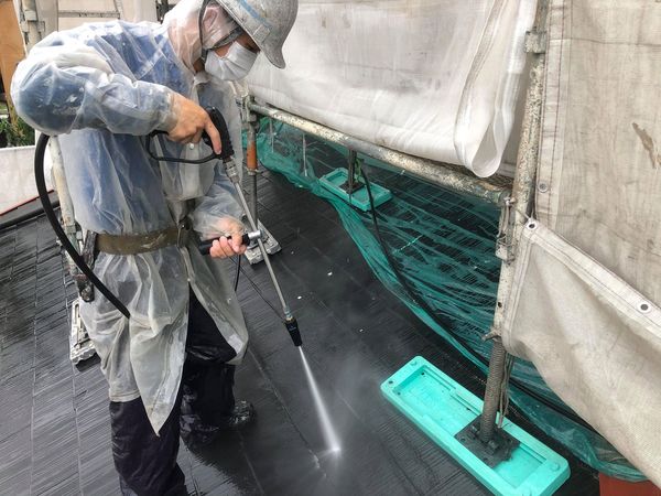 熊本市北区・屋根塗装工事・高圧水洗浄