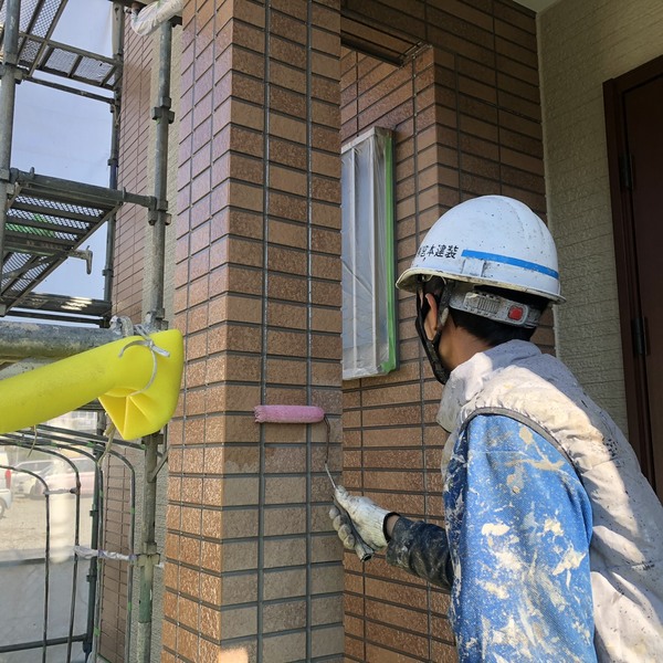 熊本市南区・外壁塗装工事（クリア塗装一回目）