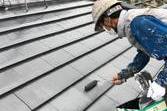 熊本市東区佐土原　屋根塗装　銀黒ルーフシリコン仕上げ　手塗りで仕上げました。