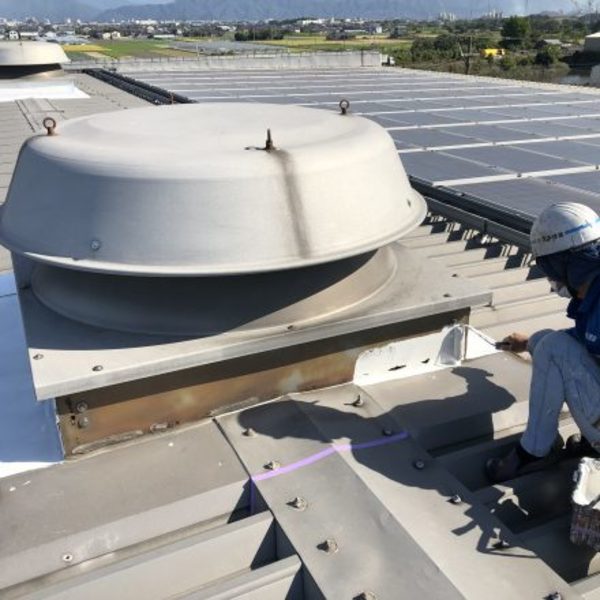 熊本県八代市･工場屋根鉄部塗装及びキャップ取替え工事