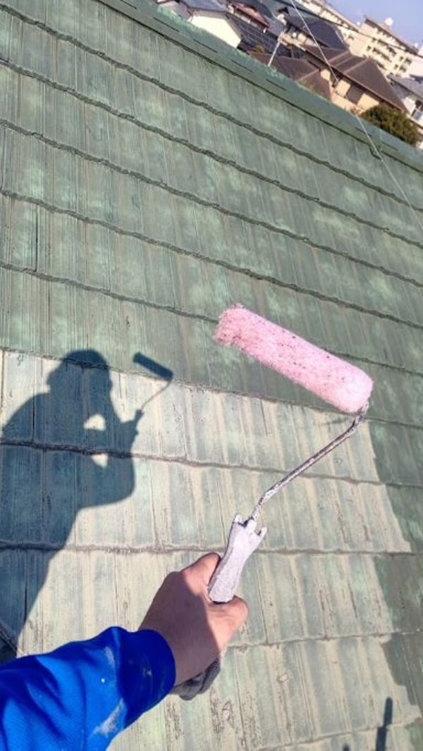 モニエル平瓦強化プライマーにて既存瓦を強固に‐熊本市北区清水にて屋根塗装‐