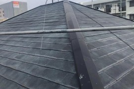屋根塗装　　熊本市西区島崎　　屋根板金塗装込みの施工前画像