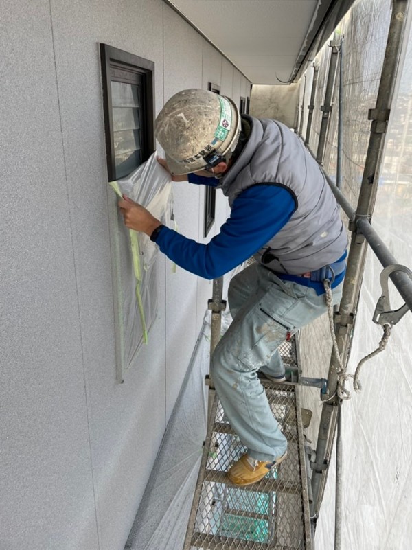 石調外壁塗装（スキン）　養生撤去　熊本市西区池田