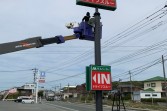 看板ポールサインメンテナンス　ポール部塗装　熊本県熊本市