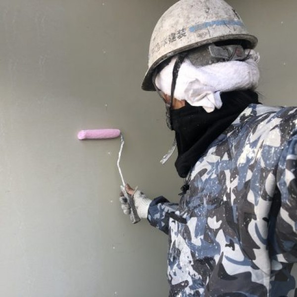 外壁吹付け塗装　熊本県合志市　下塗り、目地塗り完了！！