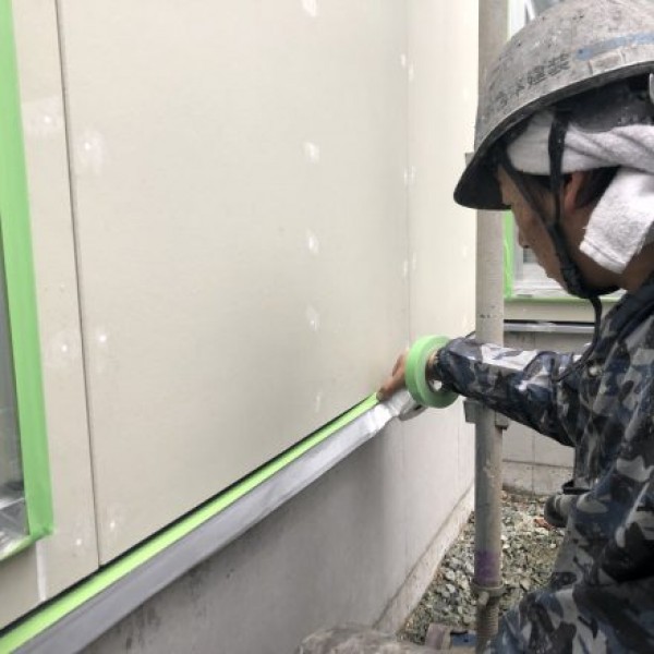 外壁塗装　熊本県合志市　塗装前養生