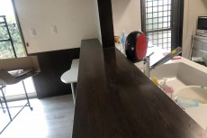 カウンターテーブル塗装（木部クリアー）　熊本市中央区坪井　艶復活しました♪