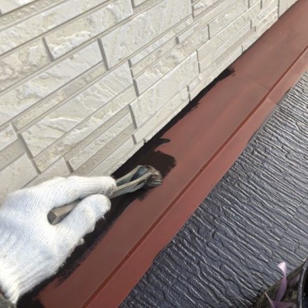 屋根板金塗装　熊本市中央区　下屋根中塗り