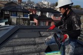 屋根塗装　熊本県玉名市　屋根水性ヤネフレッシュ　屋根板金コスモマイルドシリコン仕上げ