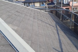 屋根塗装　熊本県玉名市　屋根水性ヤネフレッシュ　屋根板金コスモマイルドシリコン仕上げの施工前画像