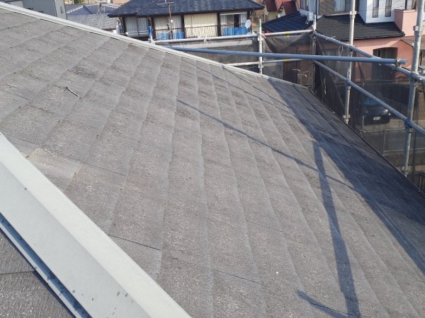 屋根塗装　熊本県玉名市　屋根水性ヤネフレッシュ　屋根板金コスモマイルドシリコン仕上げ