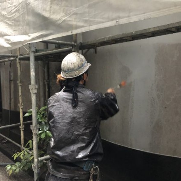 サイロ塗装　熊本県八代市　高圧洗浄完了！！