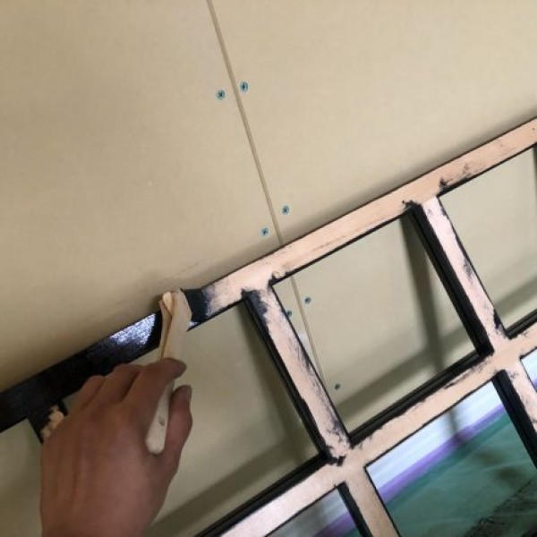 木部格子窓塗装　　菊池郡菊陽町　木部塗装工事完了