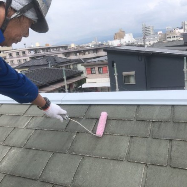 屋根塗装　熊本市東区　屋根下塗り完了！！