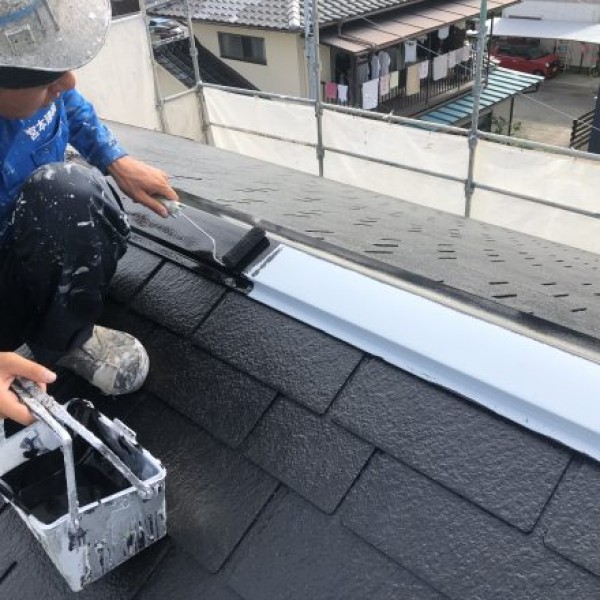 屋根塗装　熊本市東区　２F屋根・屋根板金上塗り完了！！