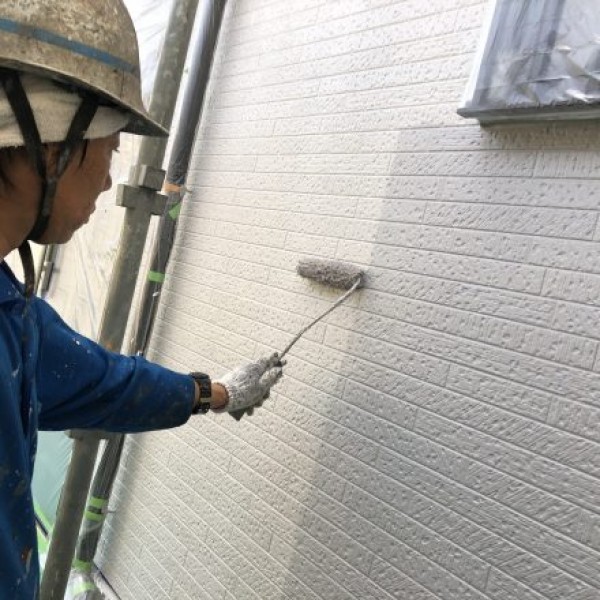 外壁塗装　熊本市東区　外壁上塗り完了！　/　外壁塗装　熊本県菊陽町　塗装前養生