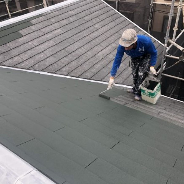 屋根塗装　熊本県菊陽町　屋根中塗り完了！！