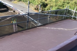 屋根塗装　熊本県大津町　水性ヤネフレッシュシリコン　板金コスモマイルドシリコン仕上げの施工前画像
