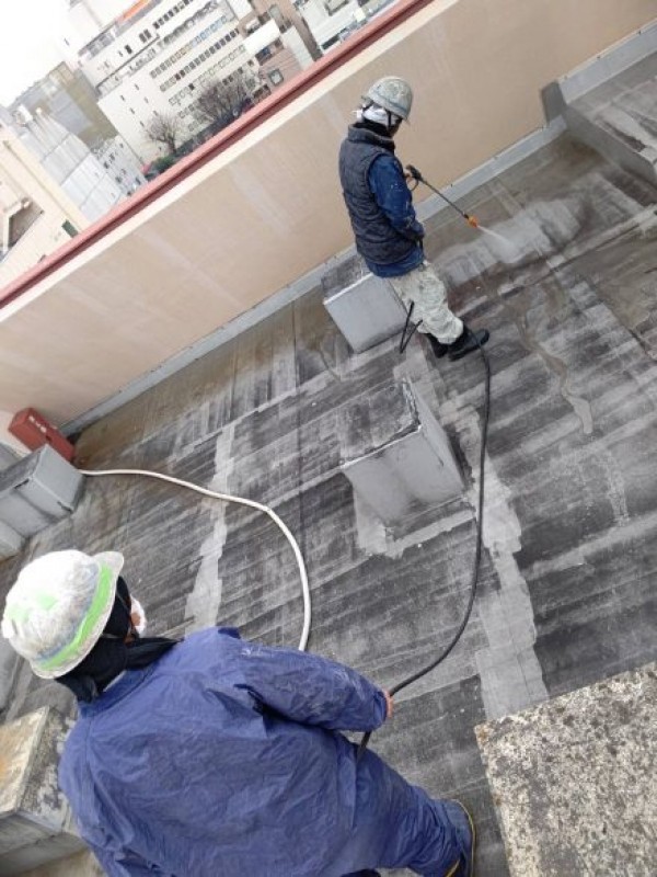 屋上防水　熊本市中央区　高圧洗浄