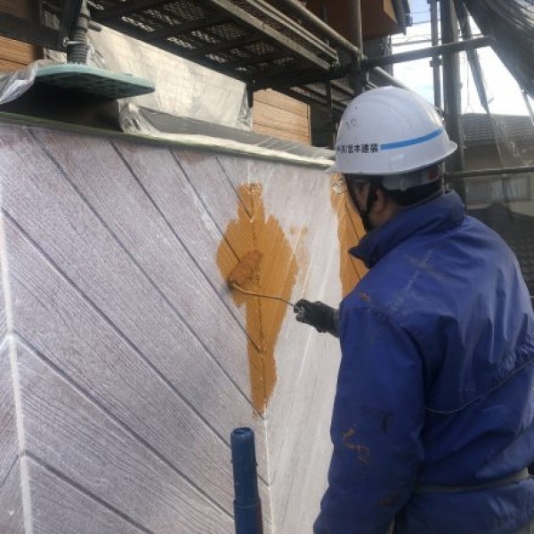 住宅外壁塗装　熊本市北区四方寄町　外壁上塗り完了！！