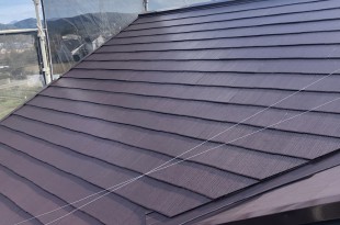 屋根塗装　熊本県宇城市　水性ヤネフレッシュ使用　屋根板金、コスモマイルドシリコン使用の施工後画像