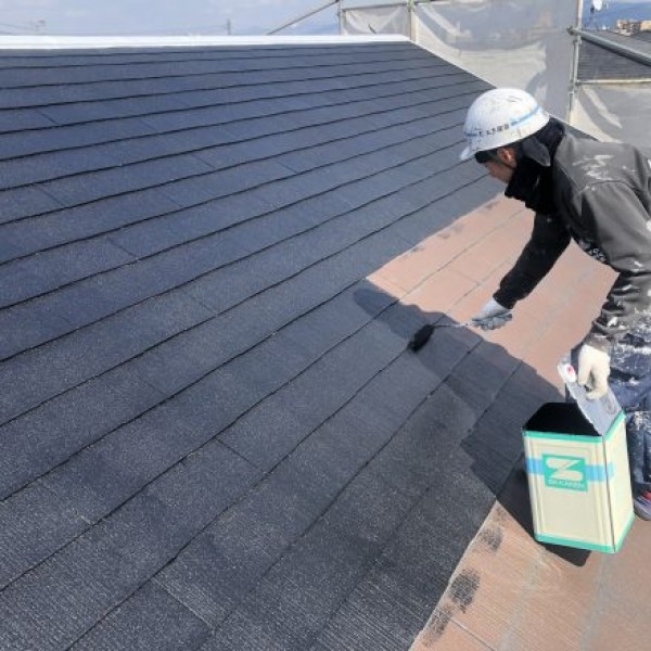 屋根塗装　熊本市中央区帯山　屋根中塗り（屋根板金含む）
