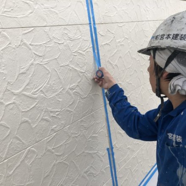 外壁クリヤー塗装　熊本県合志市須屋　シーリング養生
